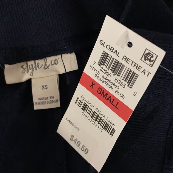 Style & Co X-Small XS Capris Navy Blue Mid-Rise Elastic Comfort Waist Womens New - Picture 5 of 6